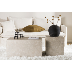 York Sofabord i Marmor Look - Beige 60x80 cm 