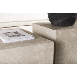 York Sofabord i Marmor Look - Beige 45x40cm