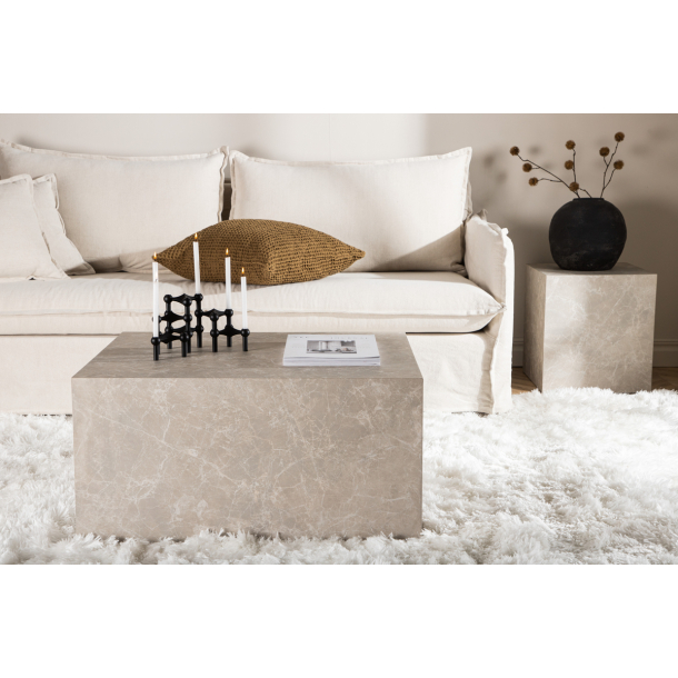 Sofabord i Marmor Look - Beige 60x80 cm 