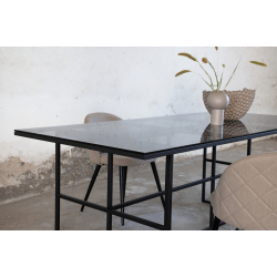 Leif Spisebord - rget glasplade og Sorte Jernben