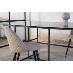 Leif Spisebord - rget glasplade og Sorte Jernben