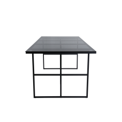 Leif Spisebord - rget glasplade og Sorte Jernben