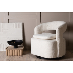 Laurel Teddy Lnestol i Hvid Boucl&eacute; 