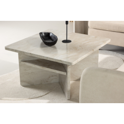 lesund Marmor look Sofabord i Beige - 75x75x42cm