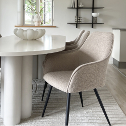 Boucl Spisebordsstole m/armln  i Beige - 2 STK 