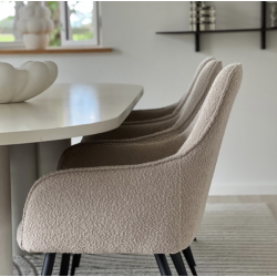 Boucl Spisebordsstole m/armln  i Beige - 2 STK 