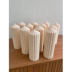 Kalenderlys | lys beige med snefnug