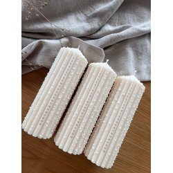 Kalenderlys | lys beige med snefnug