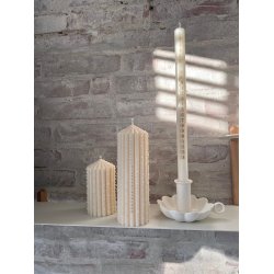 Kalenderlys | lys beige med snefnug