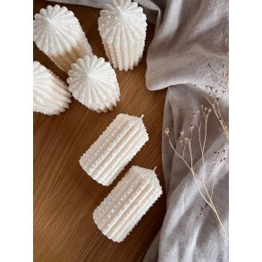 Adventslys | Lys beige med snefnug