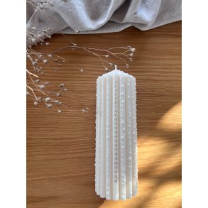 Kalenderlys | lys beige med snefnug